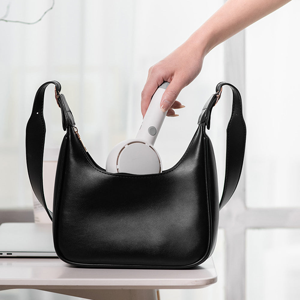 Mini Handheld Fan with LED Light Makeup Mirror Rechargeable Portable Fan