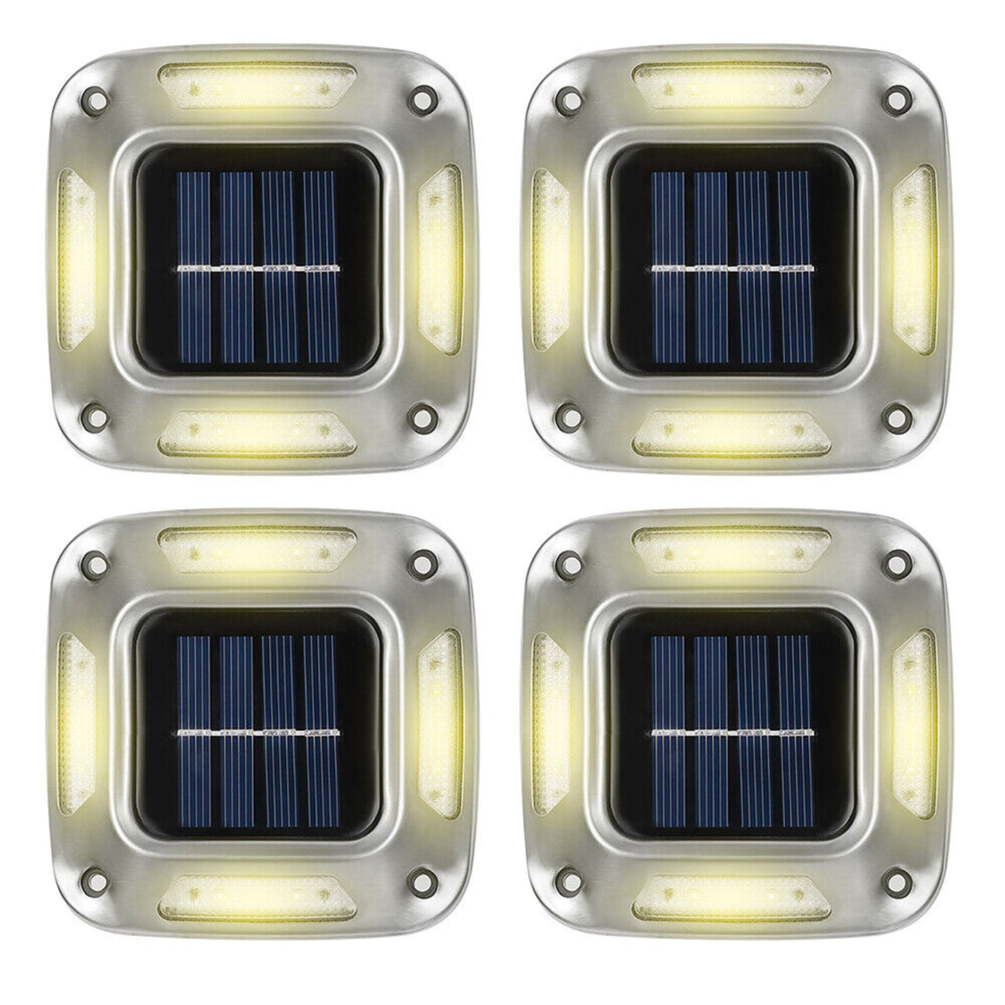 4Pcs 8LED Solar Powered Deck Lights Garden Path Wall Lamp