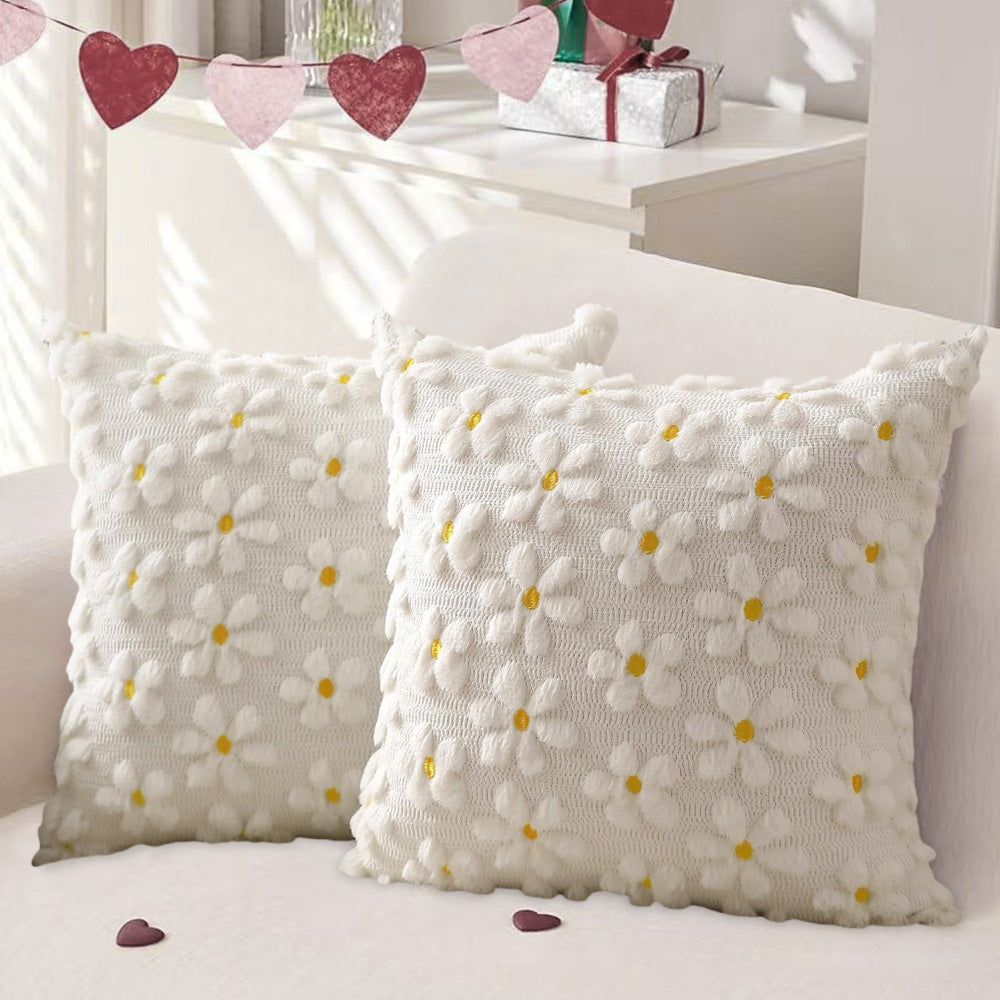 2Pcs Spring Floral Throw Pillow Covers for Couch Sofa Bed Square Cushion Cases-Sunflowers