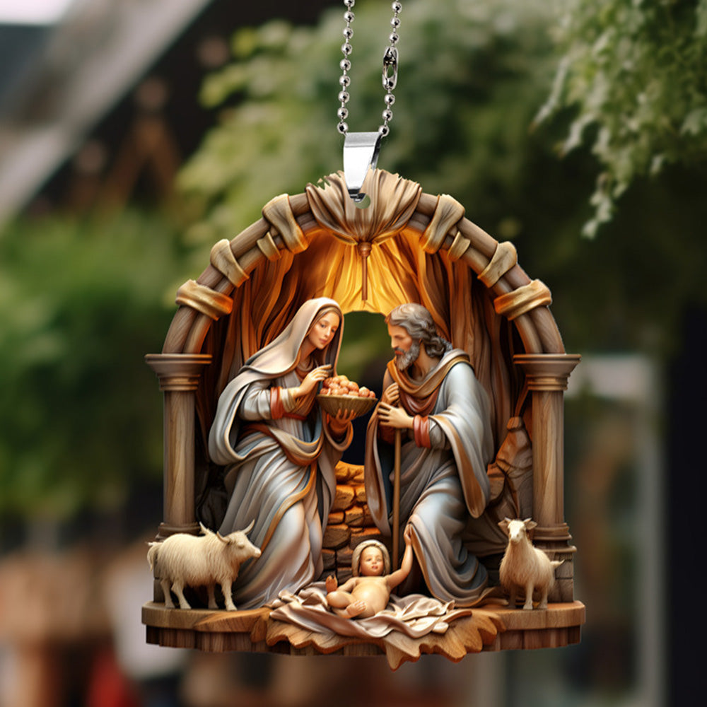 7Pcs 2D Christmas Nativity Scene Ornaments the Birth of Jesus Decor