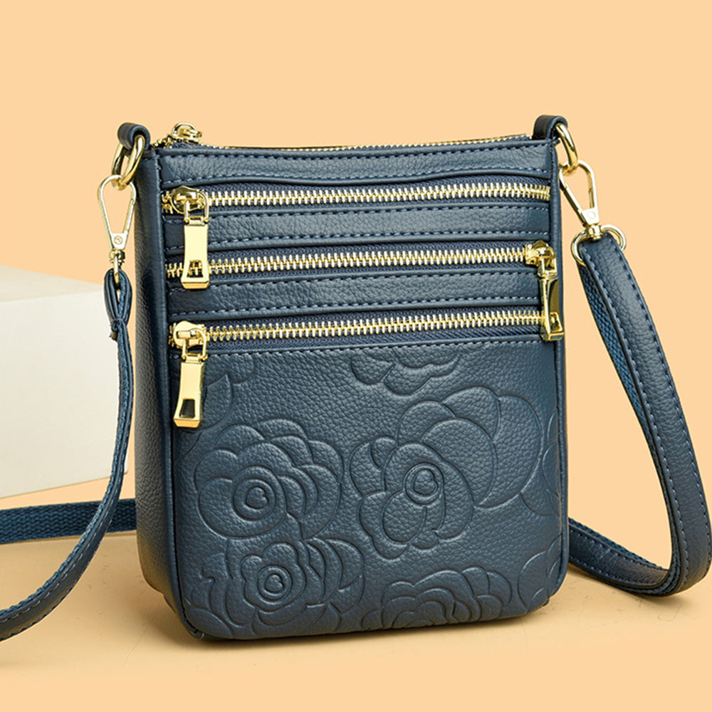 Genuine Leather Crossbody Shoulder Bag Multi-Compartment Water-resistant Handbag
