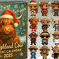 2D Highland Cow Advent Calendar 24 Days Christmas Countdown Calendar for Xmas Tree