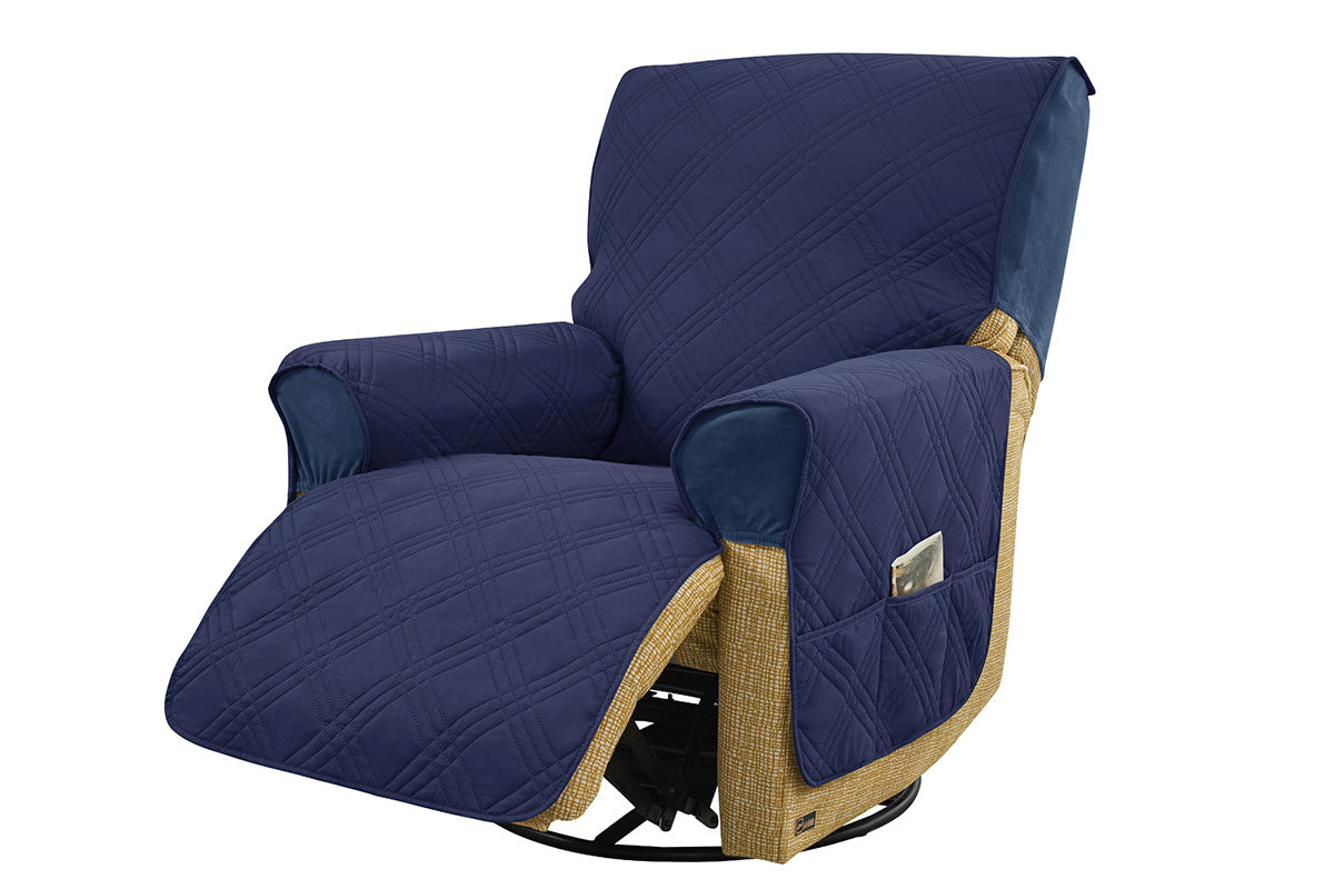 Water Resistant Quilted Recliner Chair Cover Anti-Slip Recliner Sofa Protector with Storage Pockets