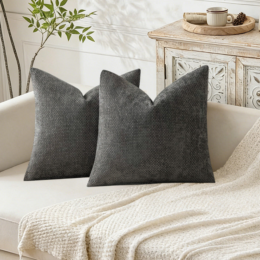 2 Pack Chenille Knit Throw Pillow Covers for Couch Bed