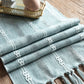 Vintage Farmhouse Woven Table Runner with Tassel for Dining Room Kitchen Reading Dresser