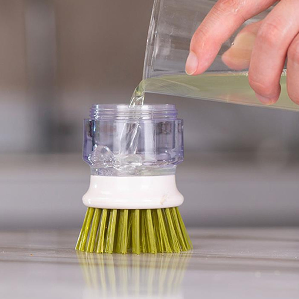 Dish Scrub Brush with Soap Dispenser Palm Scrub Washing Brush Pressing Cleaner