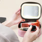 PU Leather Makeup Case Lighted Mirror LED Travel Cosmetic Organizer