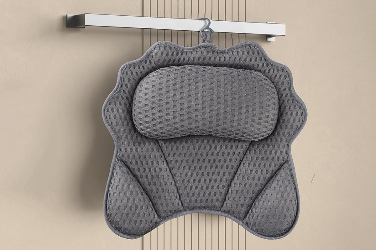Bath Pillow with Headrest and 6 Suction Cups for Tub Support and Relaxation