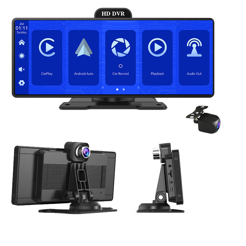 9.3 Inch 4K Portable Wireless Carplay Dual Car Recorder