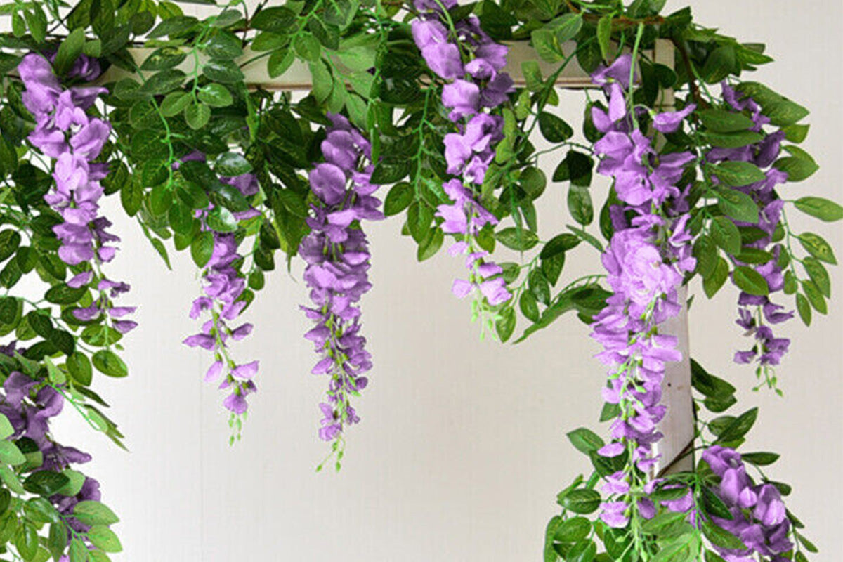 4Pcs Artificial Silk Wisteria Vine Hanging Garland 1.8 m for Home and Garden Decoration