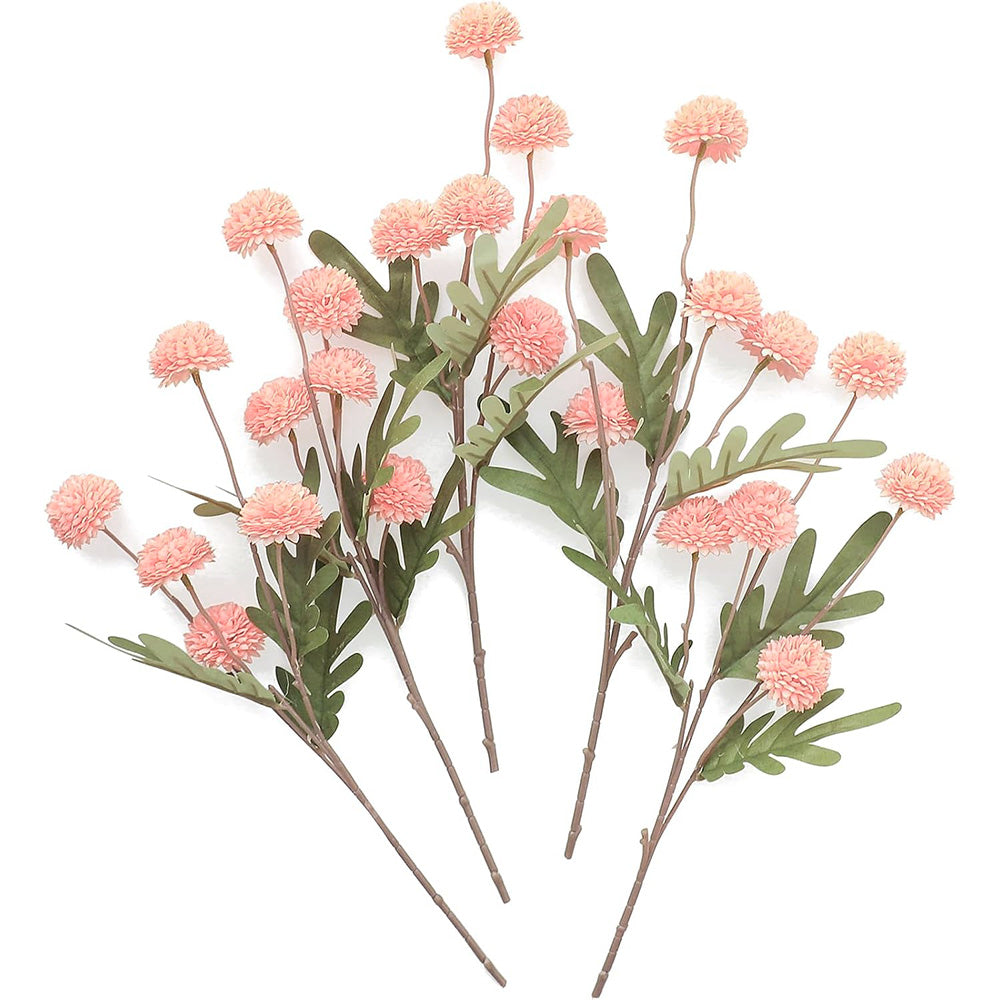 5 Pack Stem Cloth Dandelion Ball Artificial Flowers with Bendable Stems