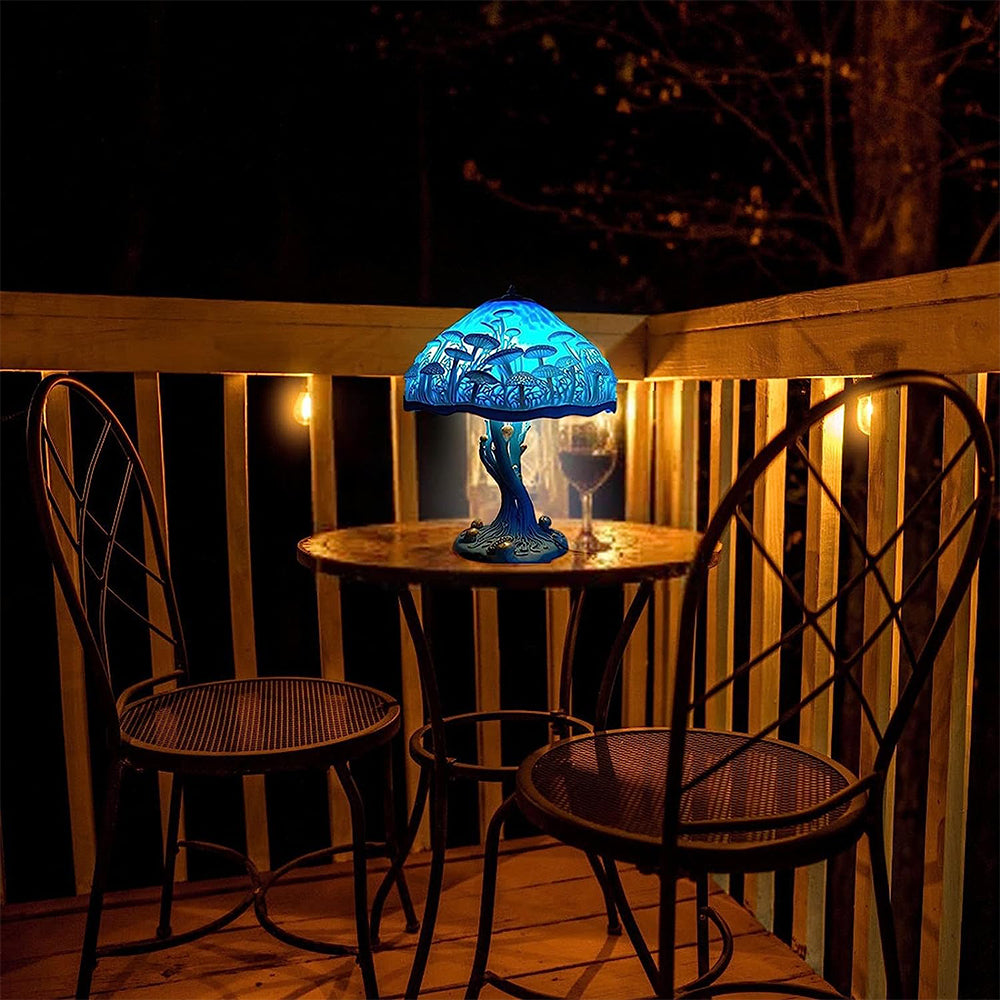 Bohemian Resin Painting Glass Mushroom Table Lamps