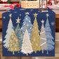 Christmas Table Runner Xmas Trees Tablecloth Cover For Kitchen Dinner Party