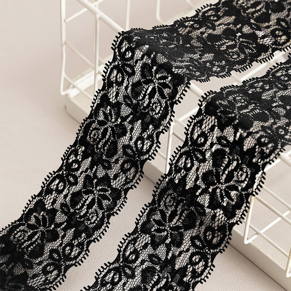 Elastic Floral Lace Trim Stretch Ribbon for Sewing and DIY Crafts