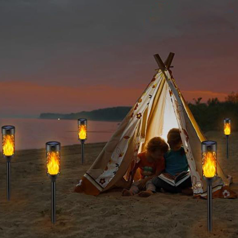 6Pcs Solar LED Tiki Torch with Flickering Flame Solar Outdoor Light