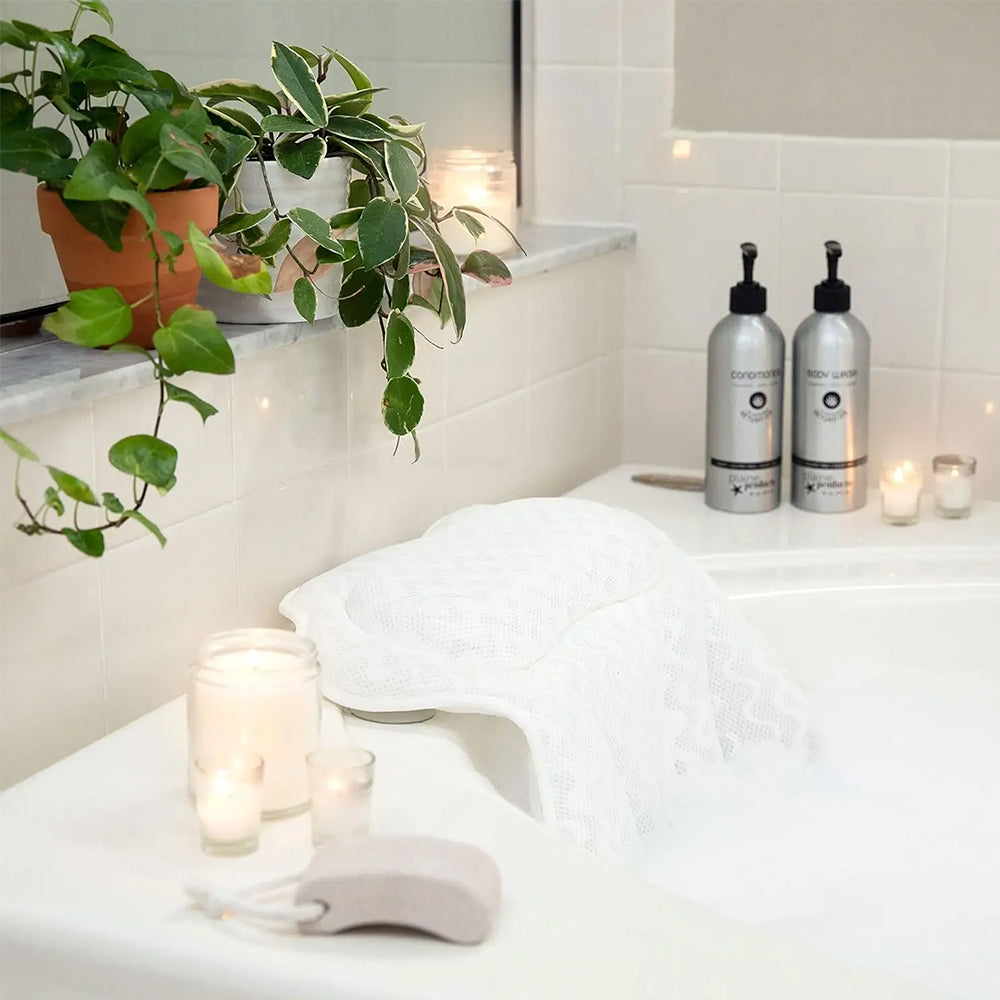 4D Mesh Bath Pillows With Suctions for Neck or Back Support