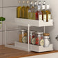 2 Tier Bathroom Cabinet Shelf Organizer Double Sliding Storage Rack with Hook