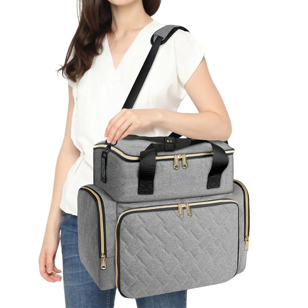 Double Layer Portable Nail Polish Organizer Bag with Removable Pouches for Travel