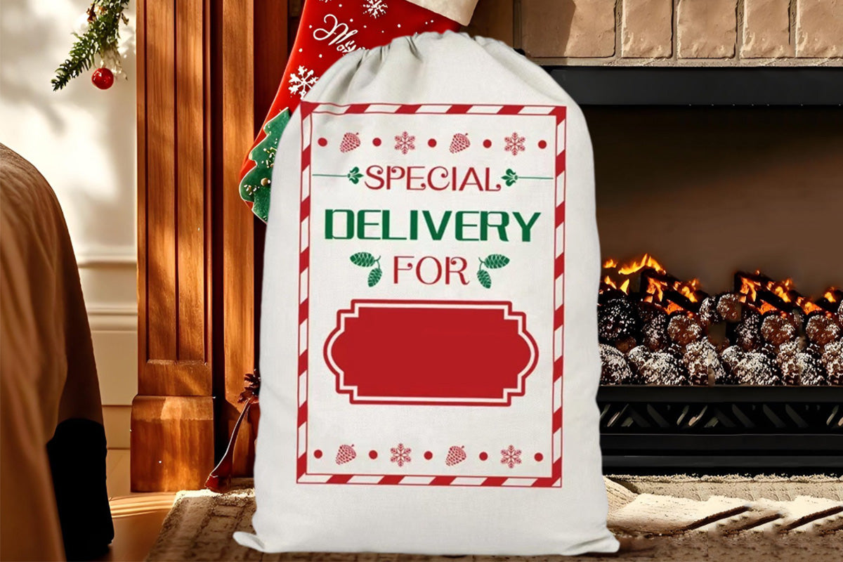 2Pcs Christmas Gift Canvas Bags Santa Sacks Drawstring Christmas Bags