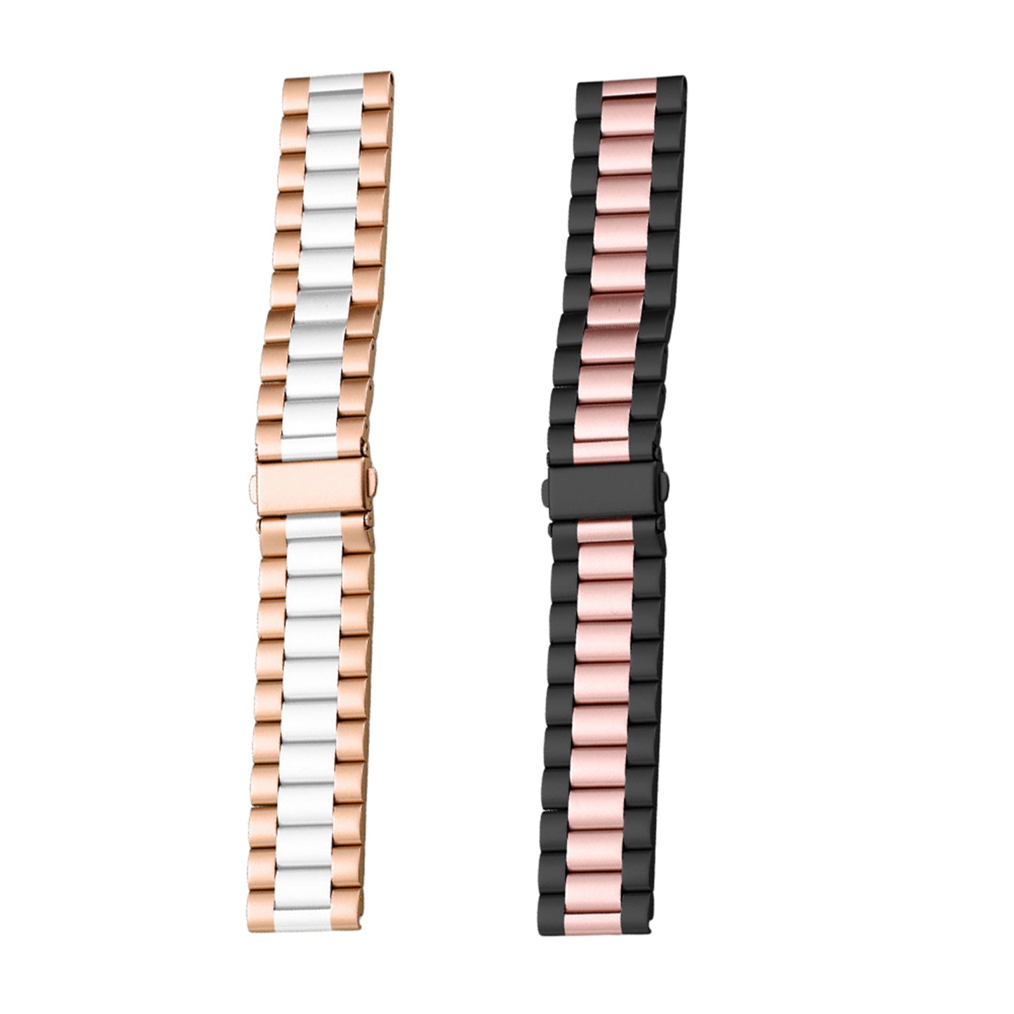 2Pcs Stainless Steel Watch Band Metal Strap for iWatch 7 Series-Pink and White