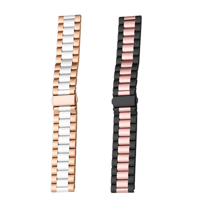 2Pcs Stainless Steel Watch Band Metal Strap for iWatch 7 Series-Pink and White