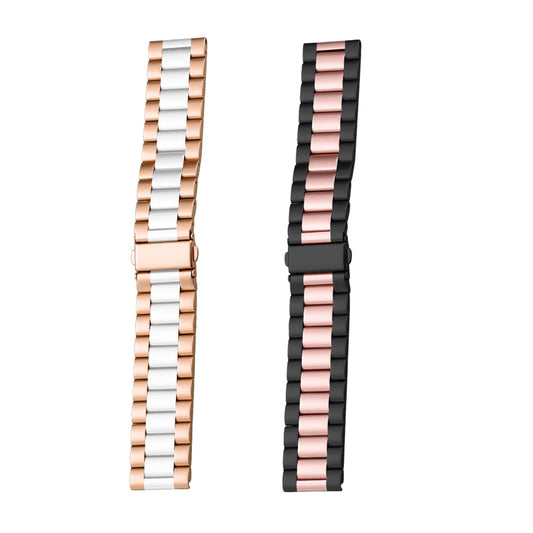2Pcs Stainless Steel Watch Band Metal Strap for iWatch 7 Series-Pink and White