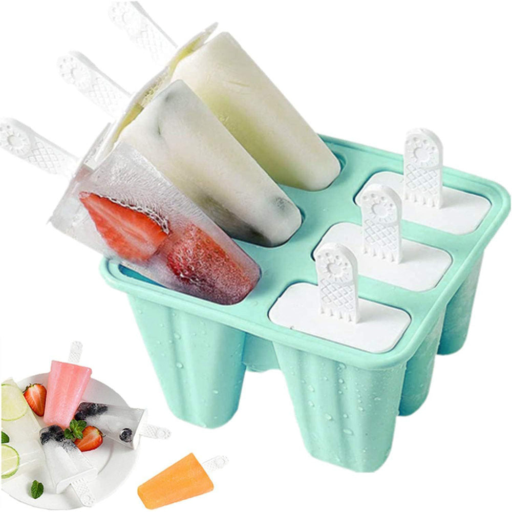 6 Cavity Ice Cream Mould Block Popsicle Molds Ice Lolly Mold With Sticks