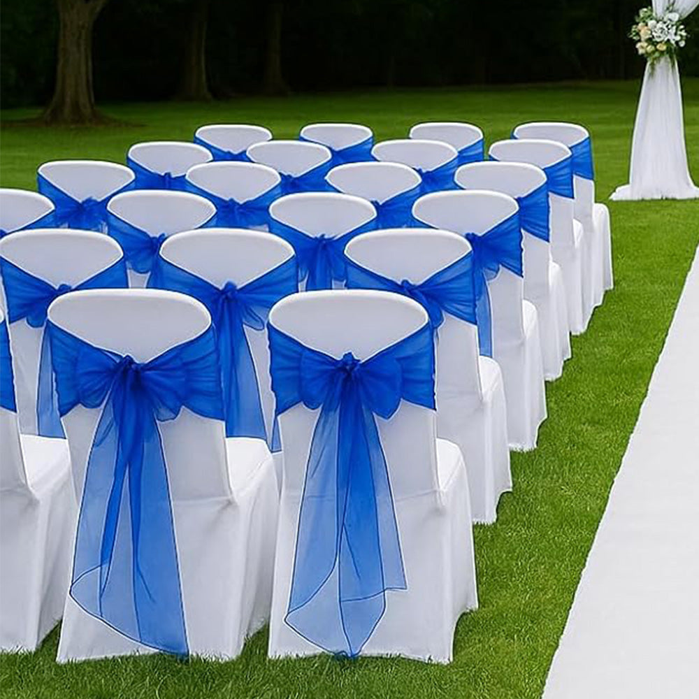 10Pcs Sheer Organza Wedding Chair Back Bow Sashes for Party Decor