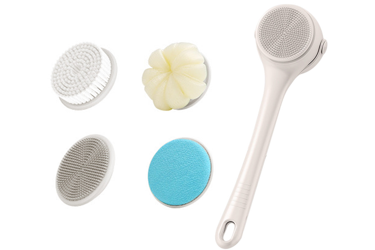 Electric Body Back Scrubber for Shower Dual Handle Bath Brush for Exfoliating Massage