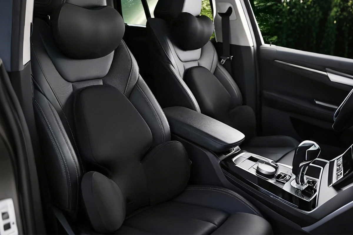 Car Headrest and Lumbar Support Set Memory Foam Driving Cushion