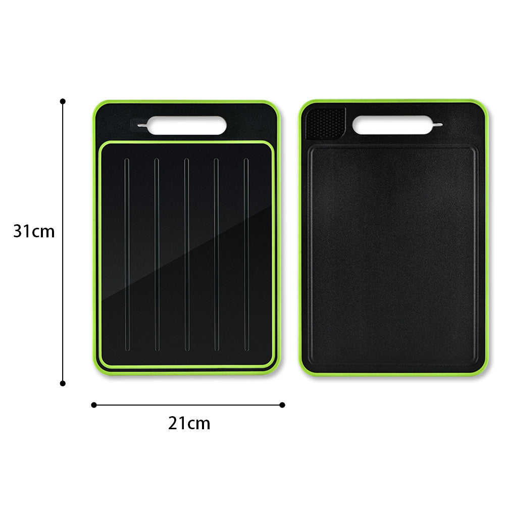 4-in-1 Double Sided Thawing Tray and Cutting Board with Aluminum Sharpener