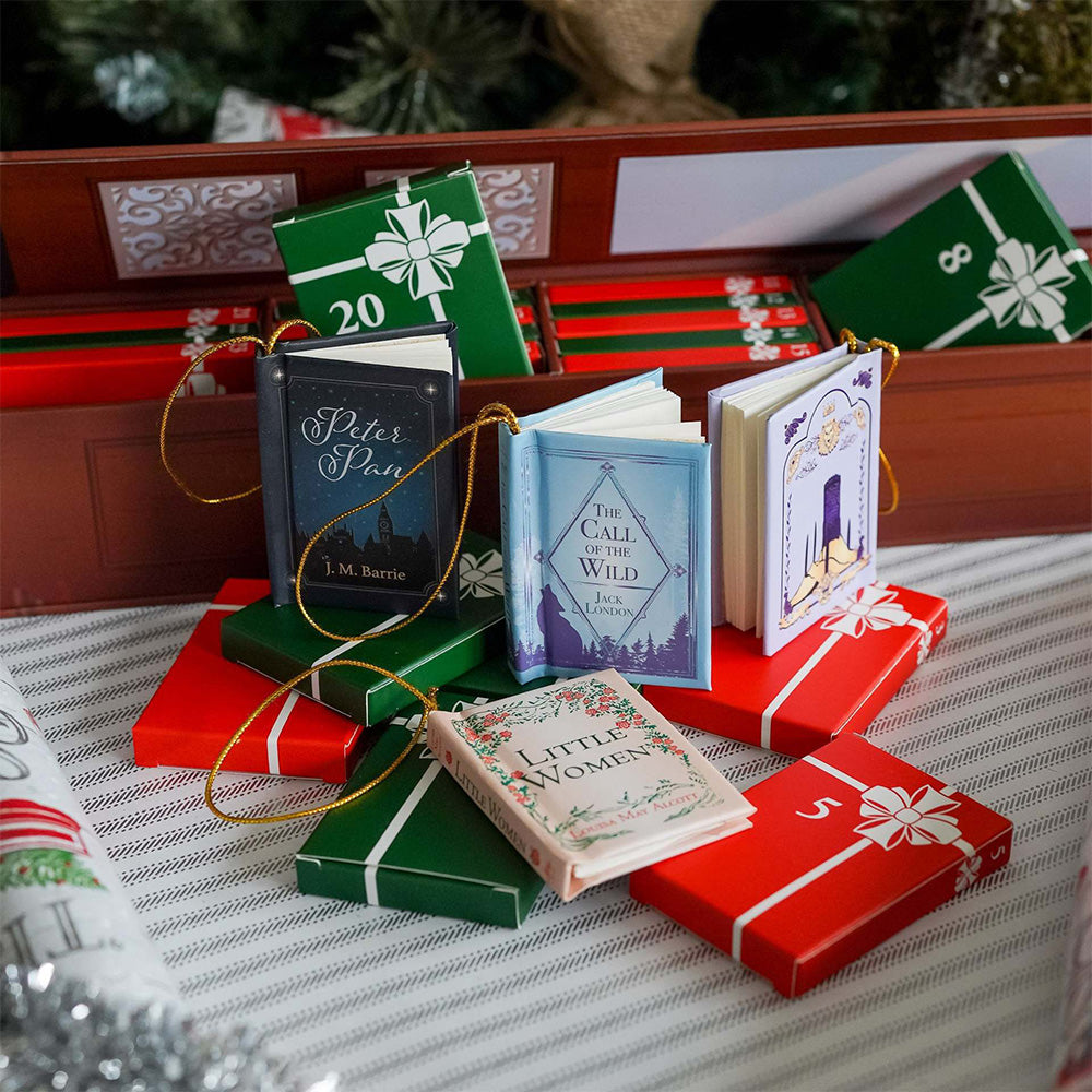 Mini Book Advent Calendar with 25 Book Ornaments for Christmas Countdown Holiday Decorations