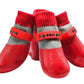 Waterproof Anti Slip Pet Shoes with Rubber Sole for Indoor and Outdoor Use-Red