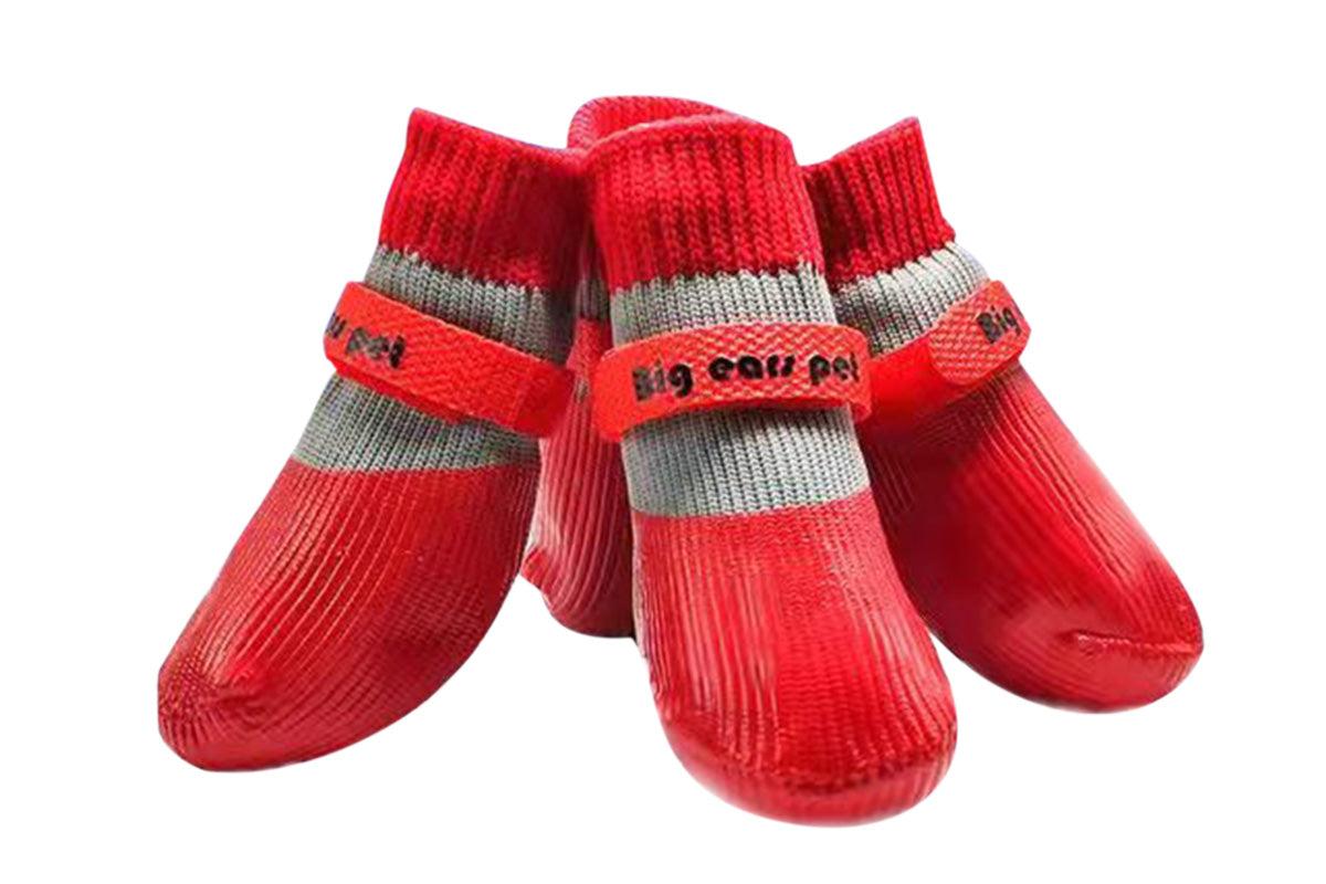 Waterproof Anti Slip Pet Shoes with Rubber Sole for Indoor and Outdoor Use-Red