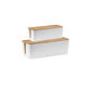 2Pcs Bamboo Lid Cable Management Storage Box for Home and Office-White, S, M