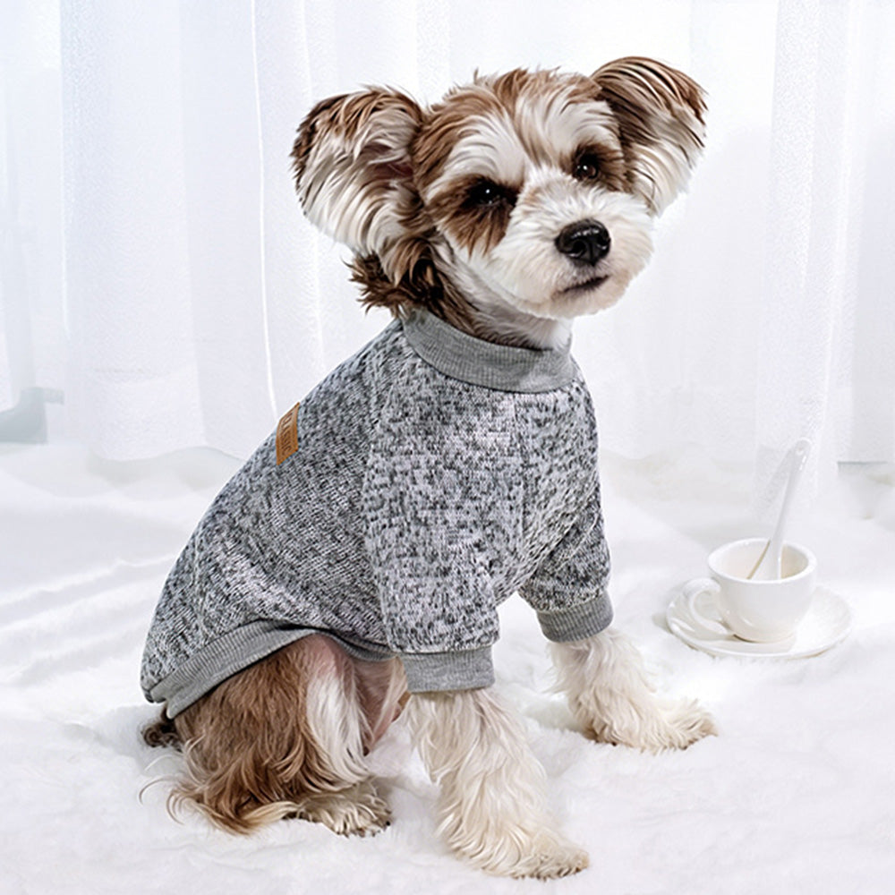 Dog Sweatshirt Pullover Classic Round Neck Soft Clothes for Small Medium Dogs Cats-Grey