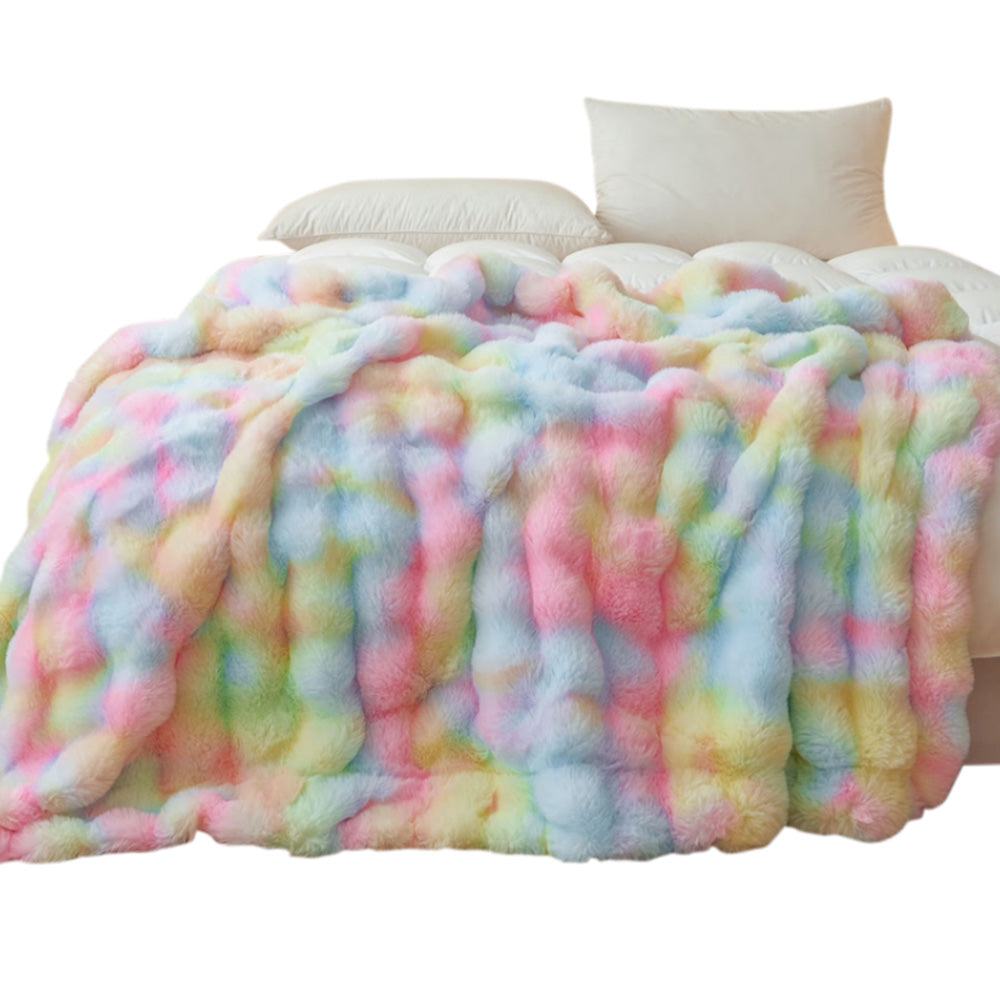 Bubble Tie Dye Throw Blanket Soft Cozy Microfiber Lightweight Warm for Couch-Multicolour