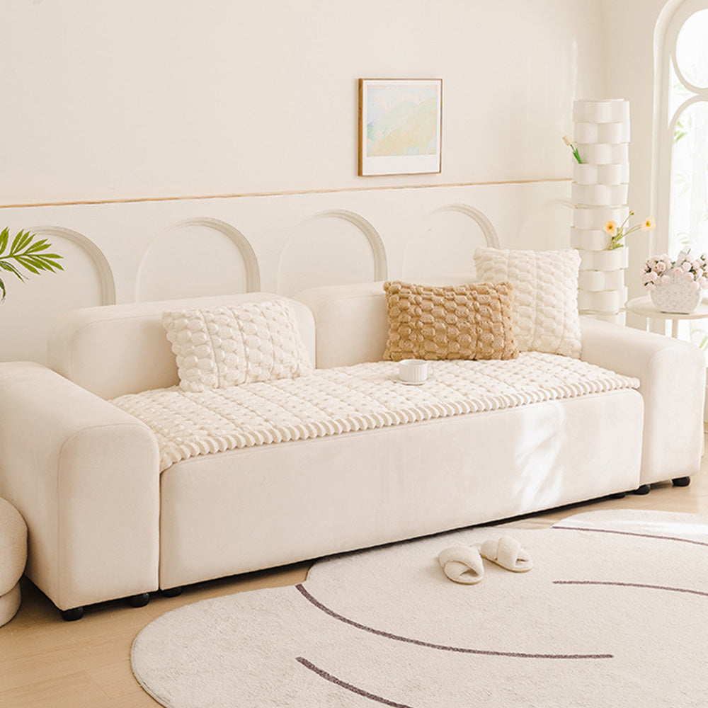Non Slip Couch Cover Soft Wear Resistant Furniture Protector for Sofa Protection-Beige