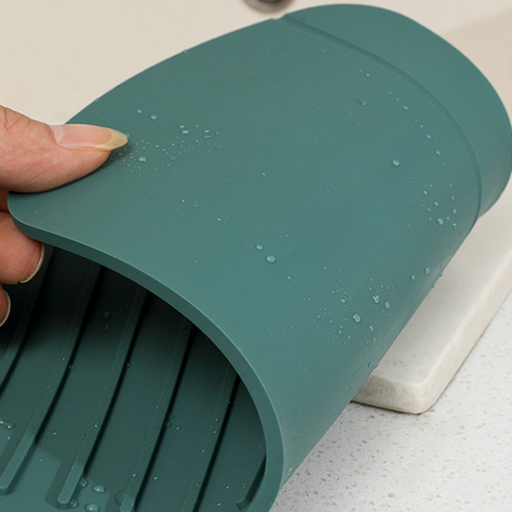 Silicone Sink Mat Quick Dry Sink Splash Guard for Kitchen and Bathroom-Green