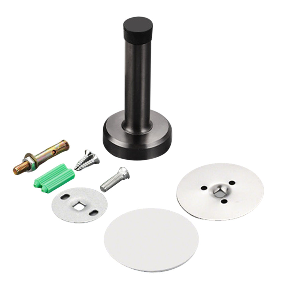 4 Pack Stainless Steel Door Stop Strong Adhesive No-Drill with Rubber Bumper