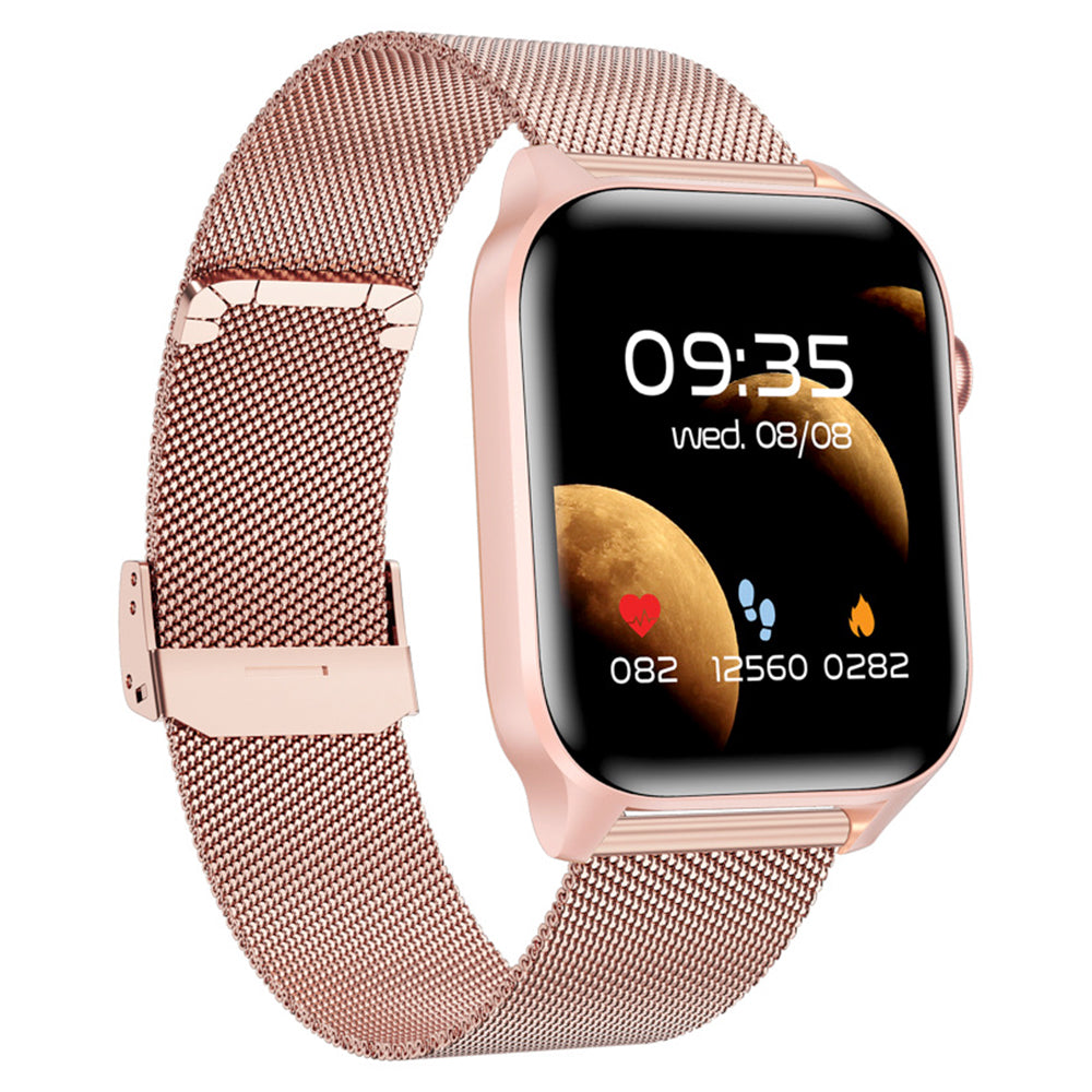 Water-resistant Smart Watch Bluetooth Heart Rate Fitness Tracker for Android iOS with Stainless Steel Watch Strap