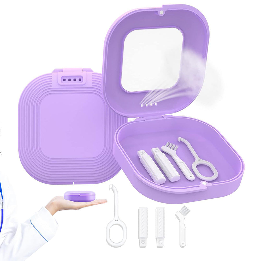 Retainer Case with Mirror and Retainer Removal Tool Mouth Guard Storage Box