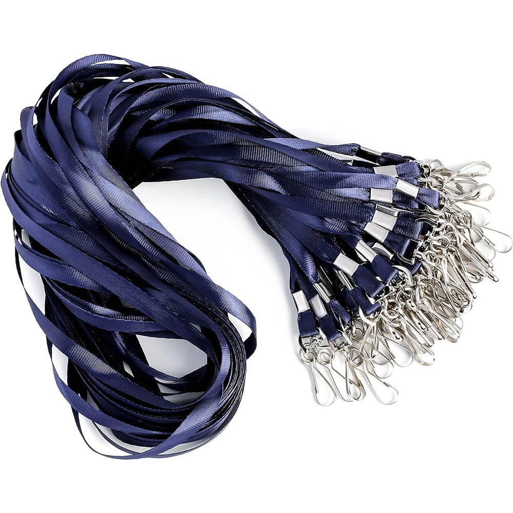 50 Flat Polyester ID Badge Lanyards with 360 Degree Swivel Hooks
