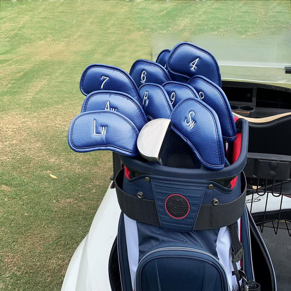 12Pcs PU Leather Head Cover Golf Iron Club Putter Head Cover
