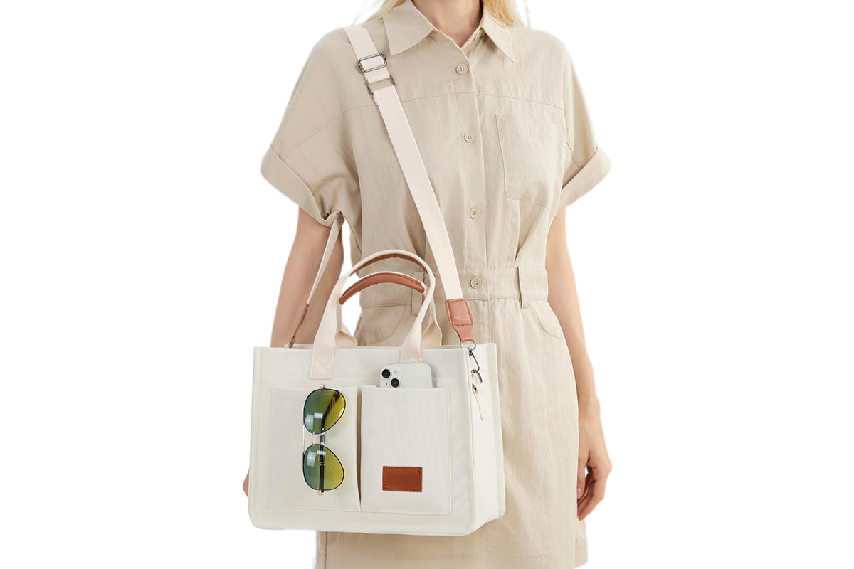 Tote Bag for Women With Compartments Canvas Crossbody Bags for Laptop Book