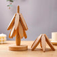 4Pcs Tree Art Design Coasters With A Stand Wooden Tree Shape Trivet Set for Hot Dishes