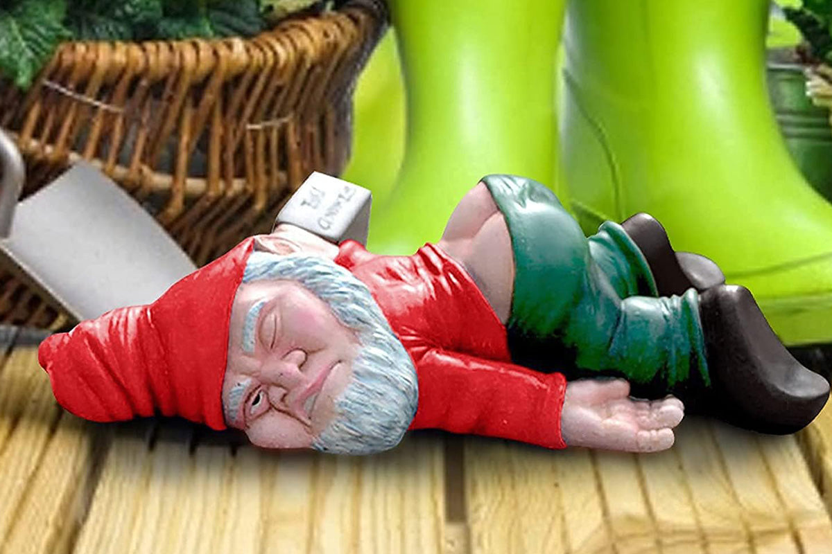 Funny Drunk Garden Gnome Patio Ornament Rude Passed Out Statue for Yard Decor