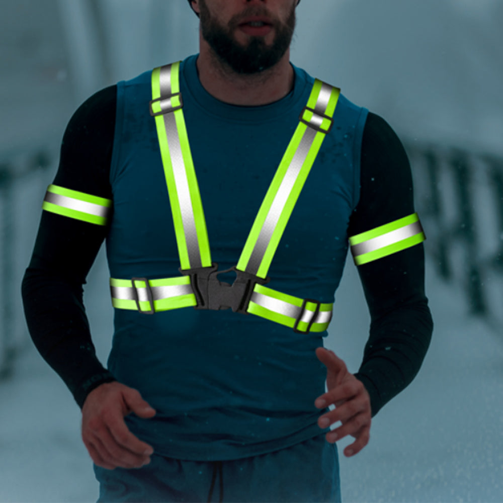 2Pcs Reflective Adjustable Security Vests with 4 Arm Bands for Running