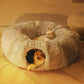 Winter Plush Cat Tunnel with Cat Bed