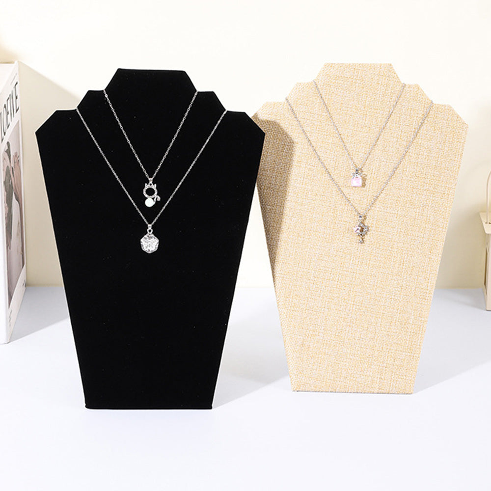 2Pcs Foldable Flannel Necklace Jewelry Bust Display Stands